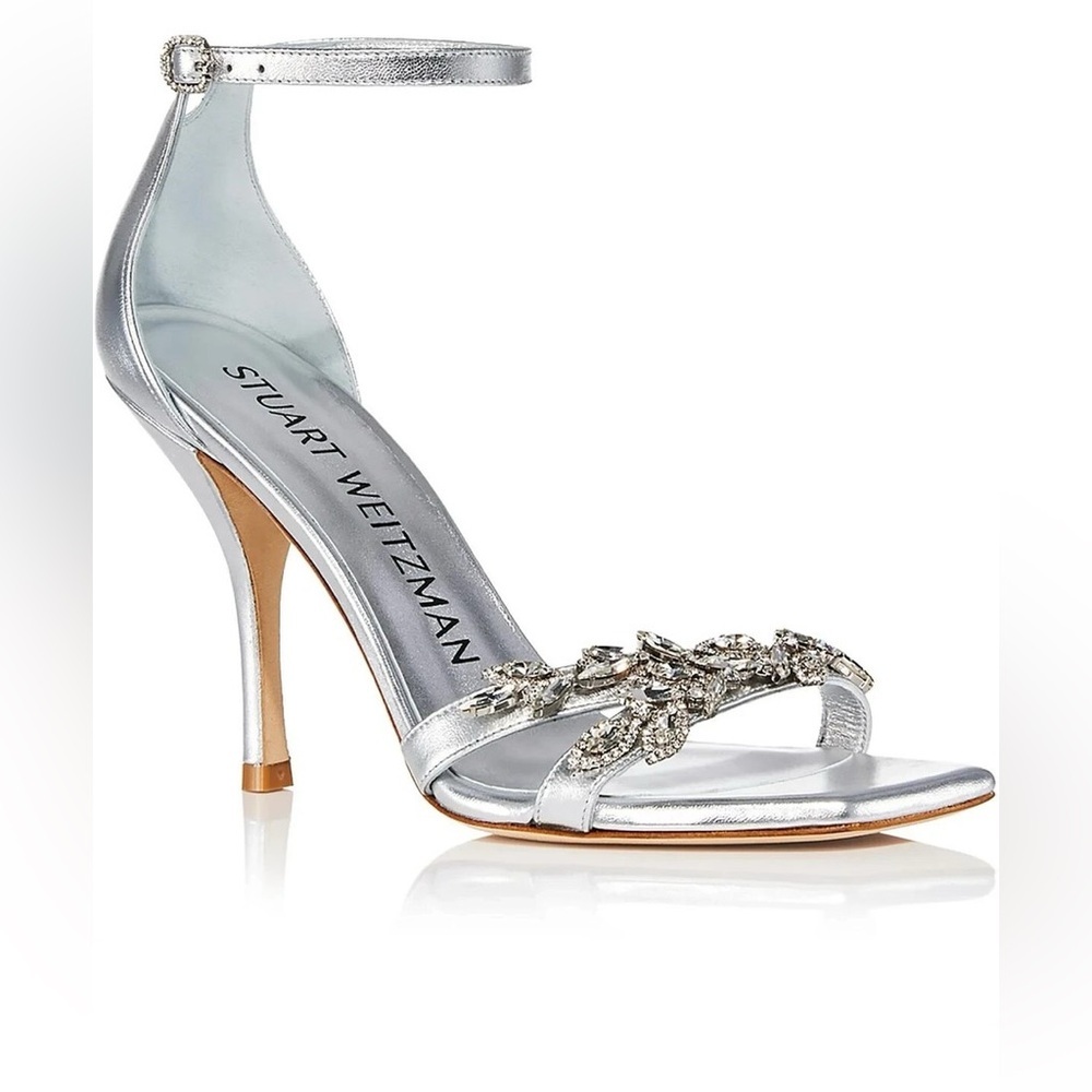 Stuart Weitzman Women's Nudist Vow Crystal Heel Sandals Size - Picture 2 of 11